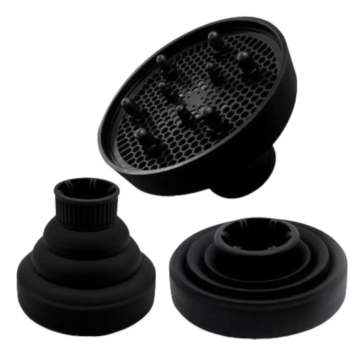 Difusor de Silicona Plegable Universal para Secador - Negro/Fucsia