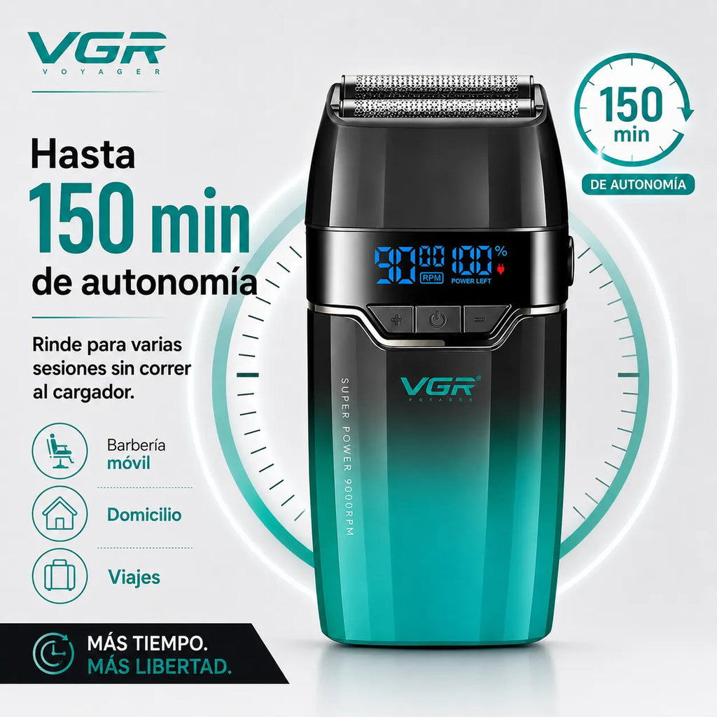Afeitadora Vgr Barba Carga Rápida Shaver 9000 Rpm - V-308
