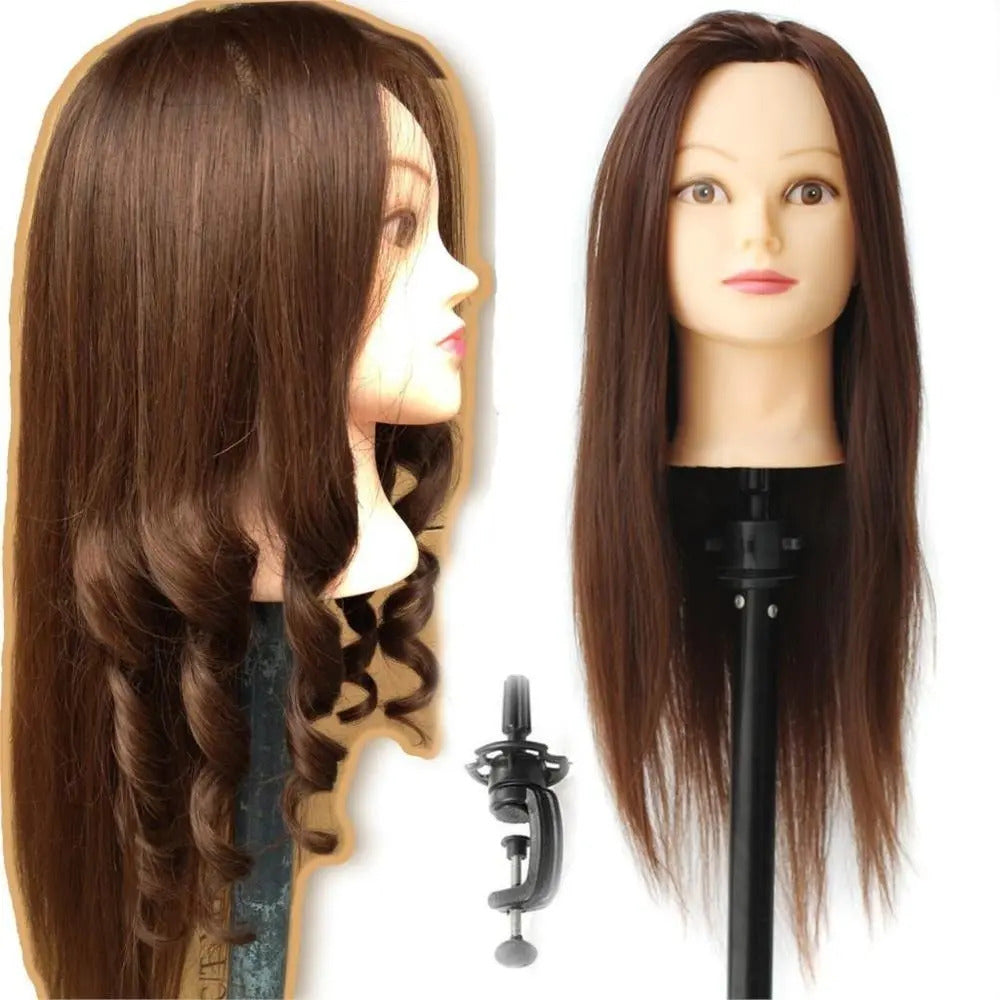 Cabeza Técnica Profesional 80/20 para Práctica de Peluquería - 60cm con Soporte