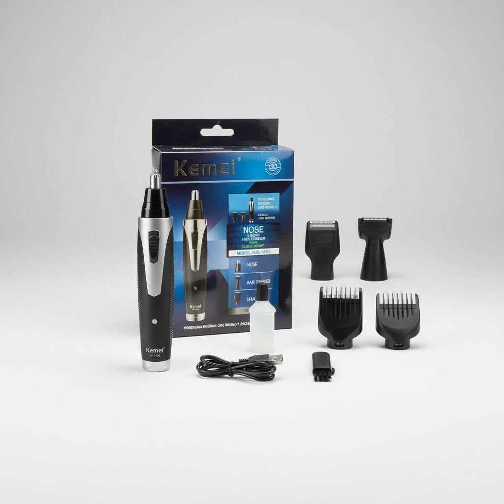 Trimmer Recargable Kemei 3 en 1 KM-6651: Cortadora de Nariz, Cejas y Patillas