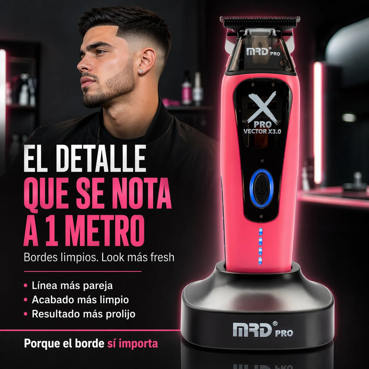 Maquina Cortar Pelo Trimmer Profesional Vector King 3.0 Rosa