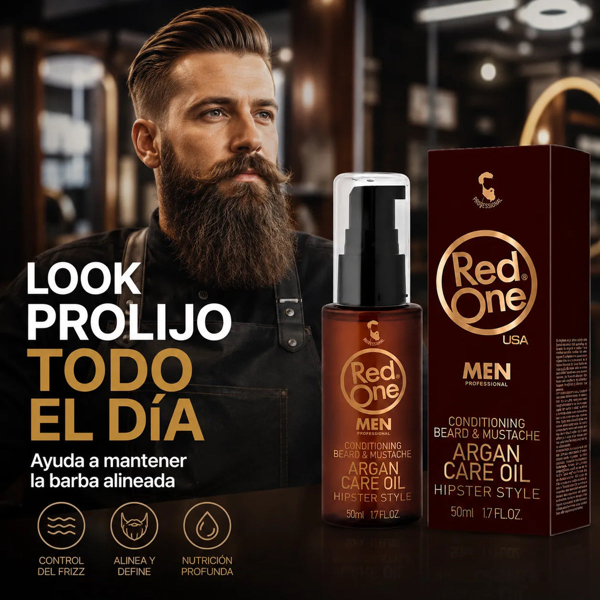 Aceite Para Barba Y Bigote Control Frizz Argán 50ml