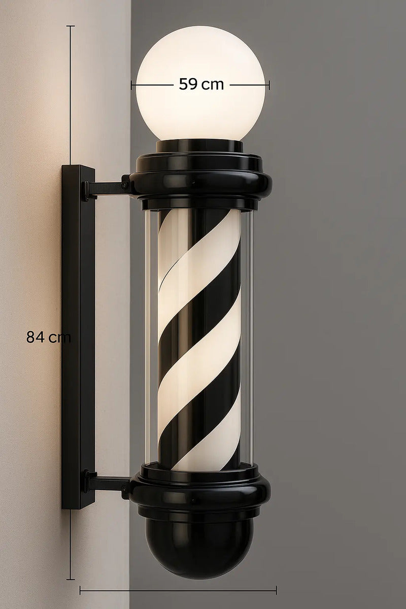 Poste de Barbería Profesional 88cm - Luz LED Giratoria Tricolor Clásica