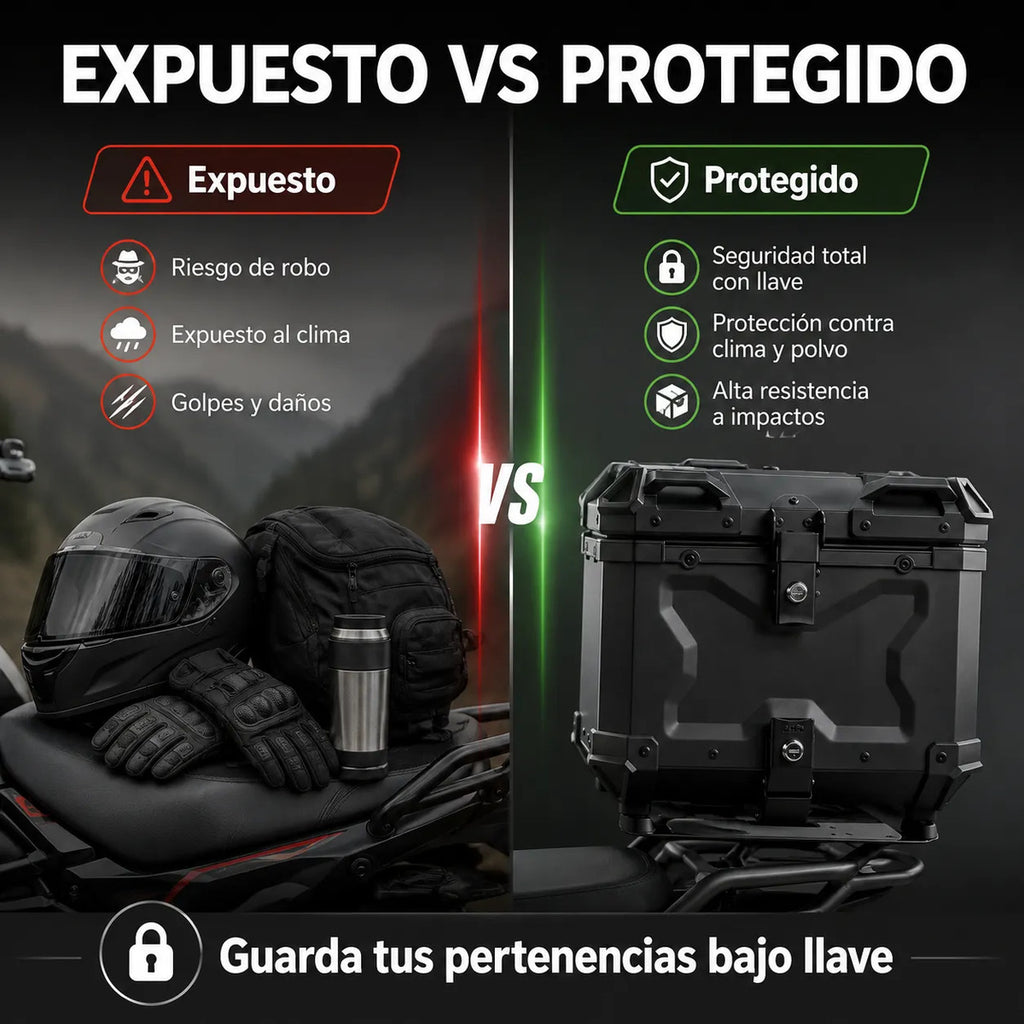 Maleta Moto 45l Antirrobo Con Llave Top Case Negro