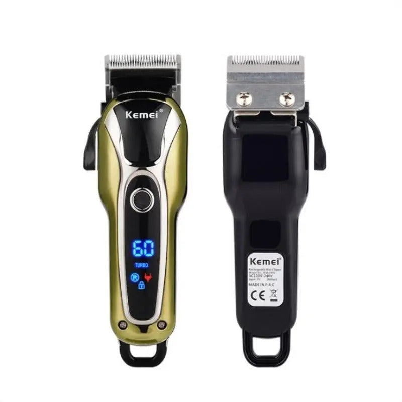 Cortadora de Pelo Profesional Kemei KM-1990 Inalámbrica - Negra y Dorada