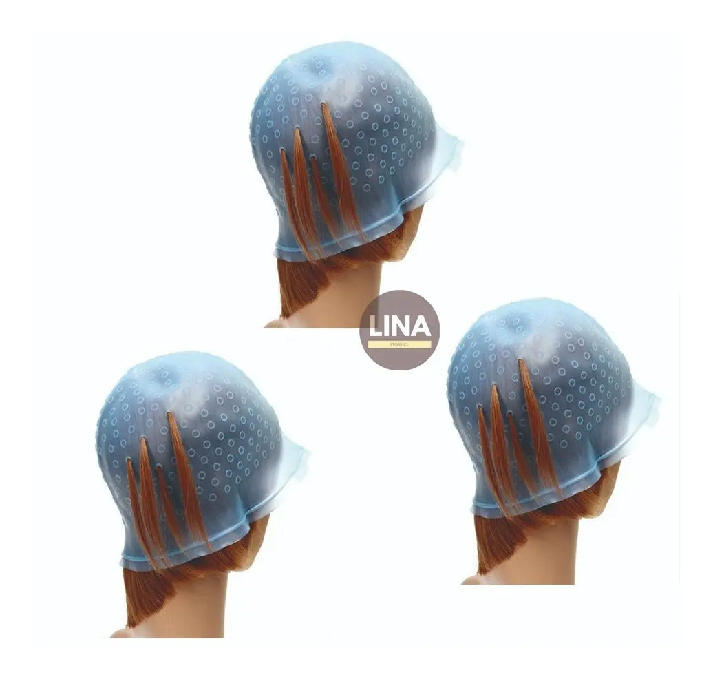 Gorro De Visos Silicona Crochet De Pack 3 Peluqueria Tintura