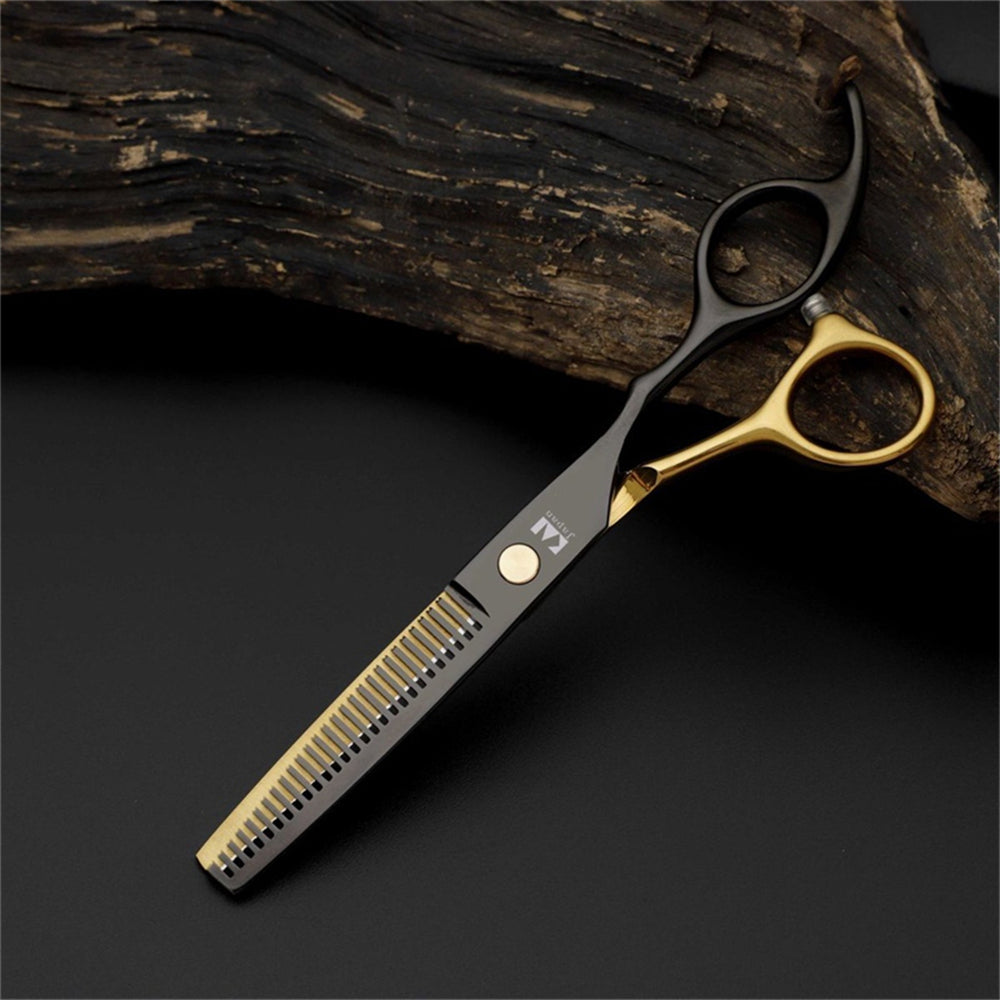 Set de Tijeras Profesionales de Corte y Entresacado | Acero Inoxidable Negro y Dorado