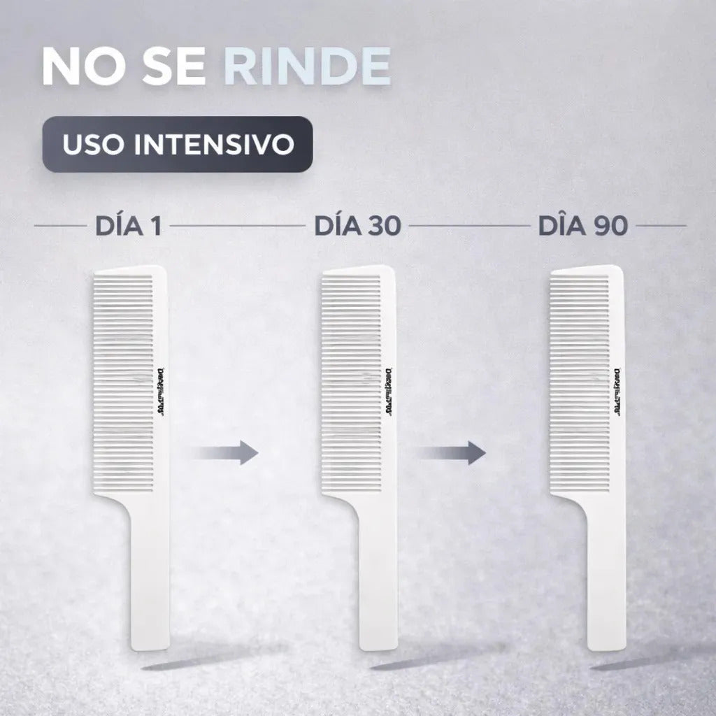 Peineta Profesional Barbero Resistente Uso Diario Blanca