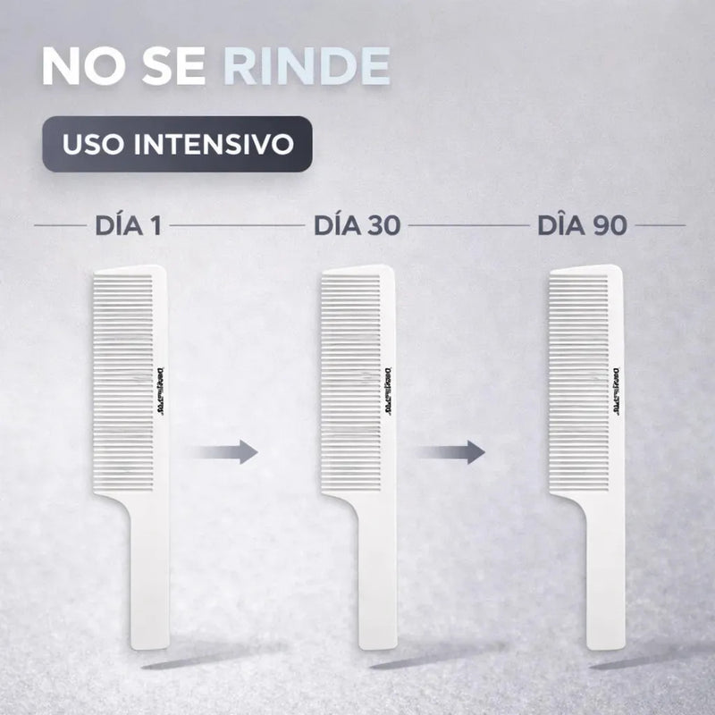 Peineta Profesional Barbero Resistente Uso Diario Blanca