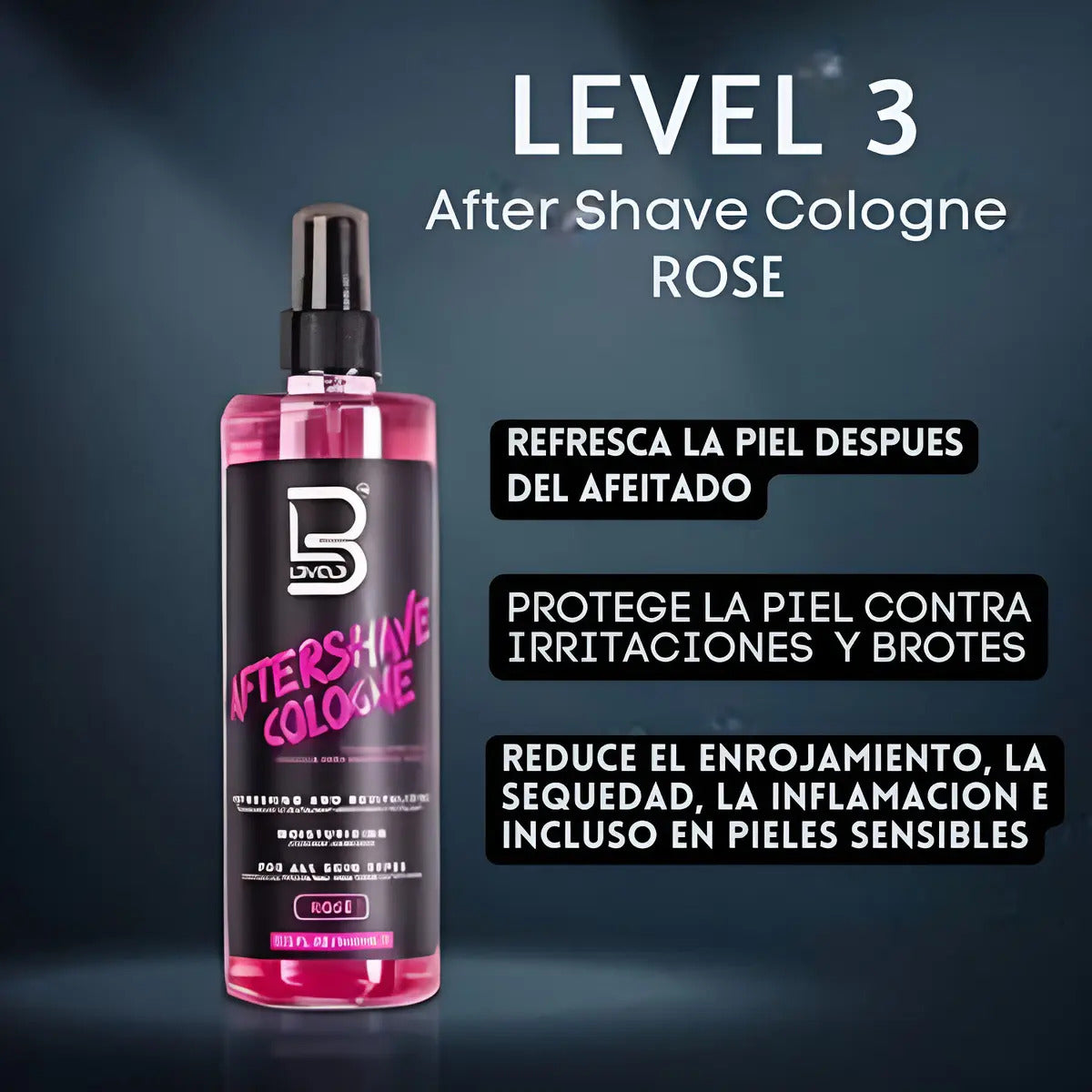 After Shave Colonia Level 3 Rose - Loción Post Afeitado Profesional 400ml