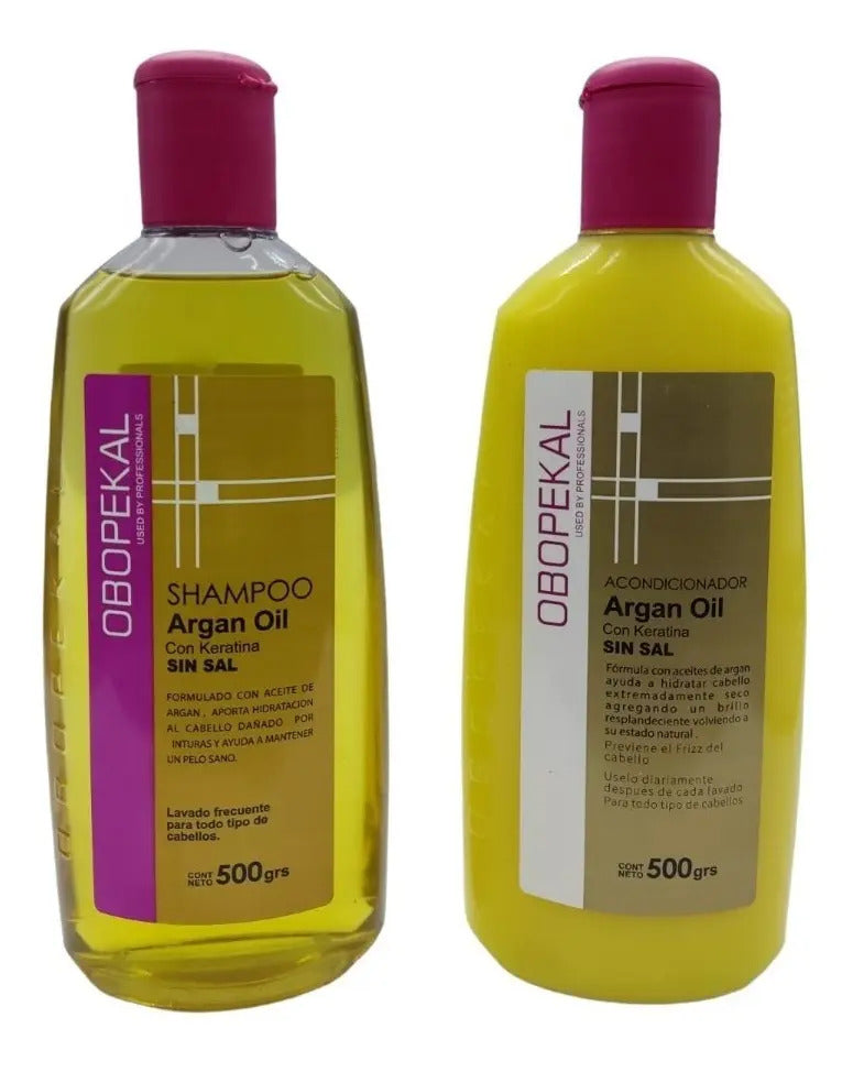 Dúo Profesional Obopekal Argan Sin Sal - Shampoo y Acondicionador 500ml