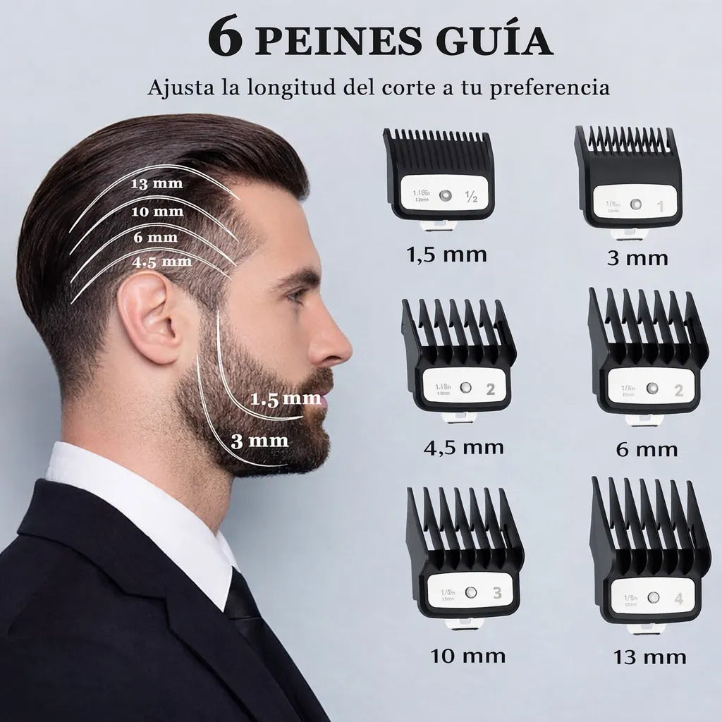 Máquina De Cortar Pelo Inalambrica Kemei 2373 Barbería Negro