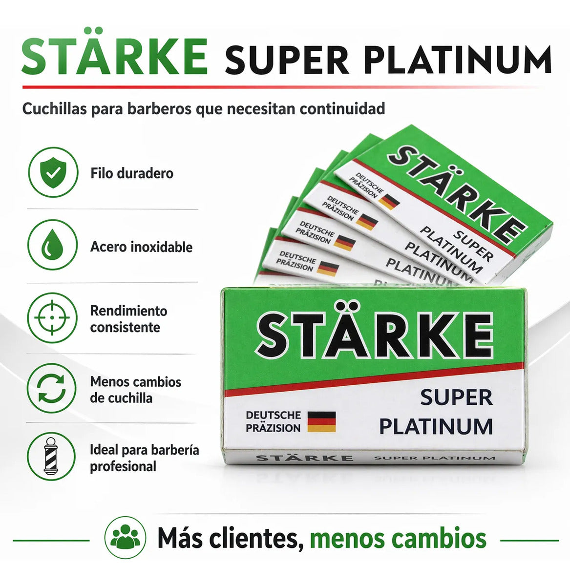 Hojillas Navajas Cuchillas Repuestos Barber Starke 100 Hojas