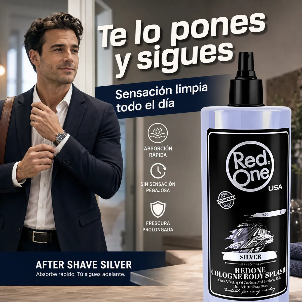 After Shave Ligero Rápida Absorción Red One Silver 400 Ml