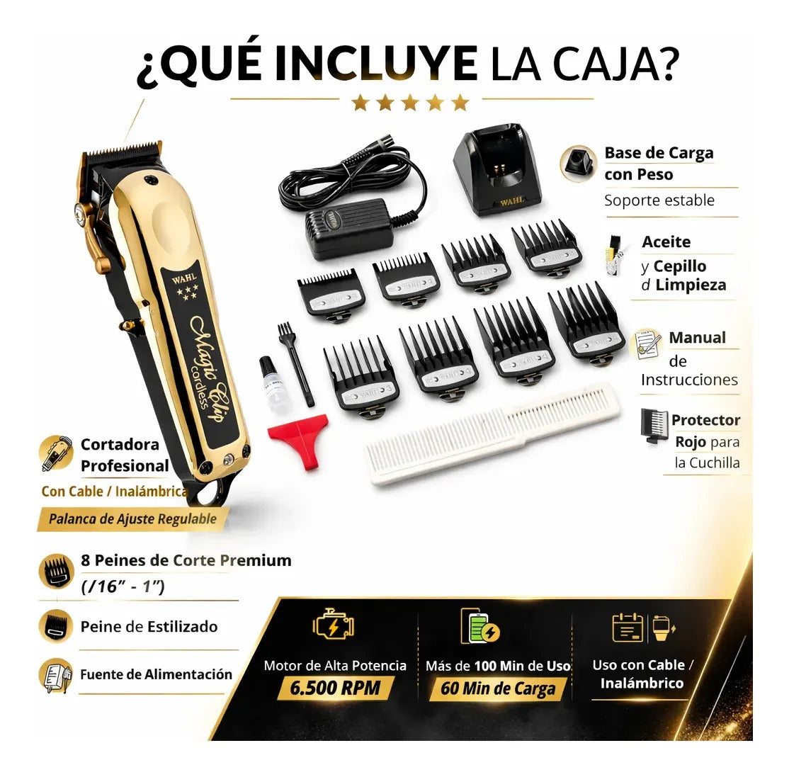 Maquina Cortar Pelo Wahl Magic Clip Inalámbrica Profesional