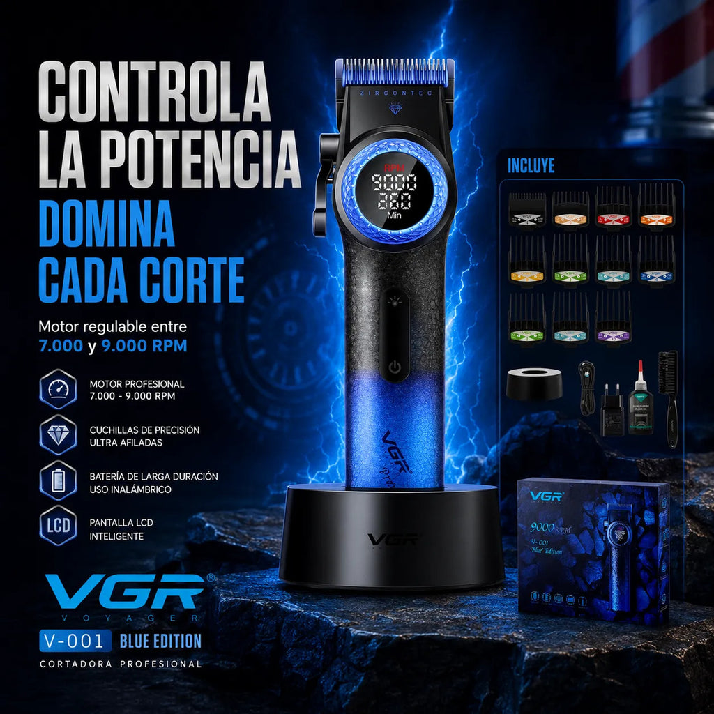 Cortapelos Profesional Vgr V-001 Potencia Regulable 9000 Rpm