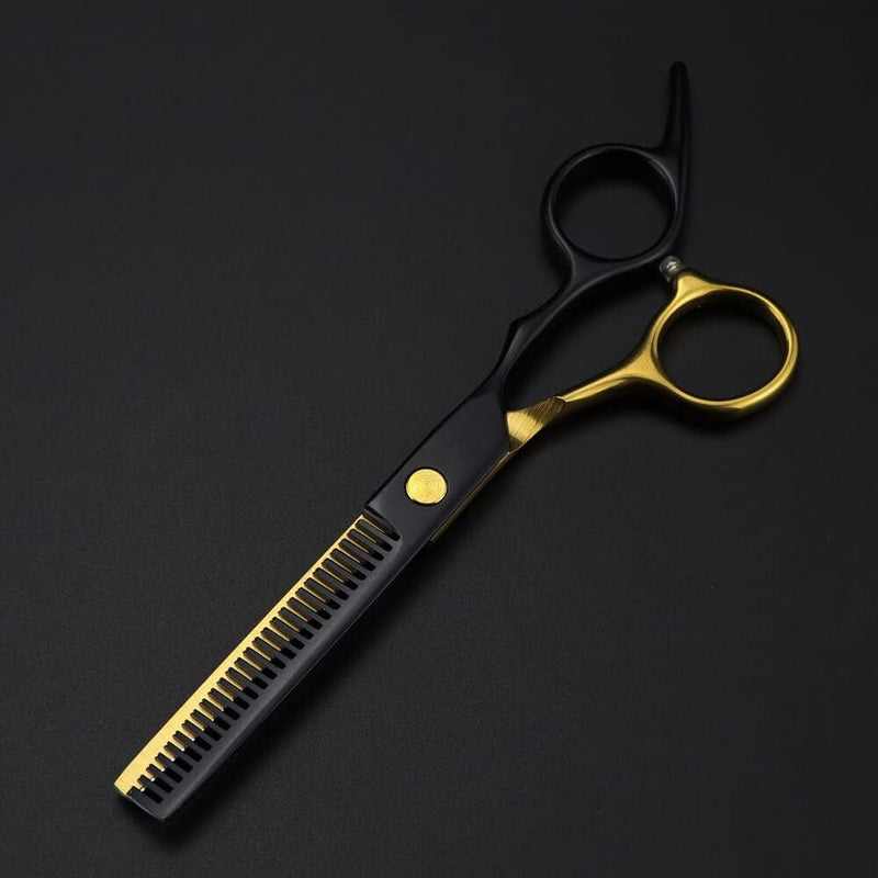 Set de Tijeras Profesionales de Corte y Entresacado | Acero Inoxidable Negro y Dorado