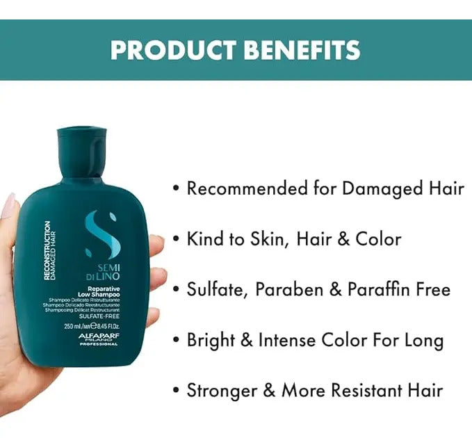 Pack Alfaparf Milano Semi Di Lino Reconstruction - Shampoo y Máscara para Cabello Dañado