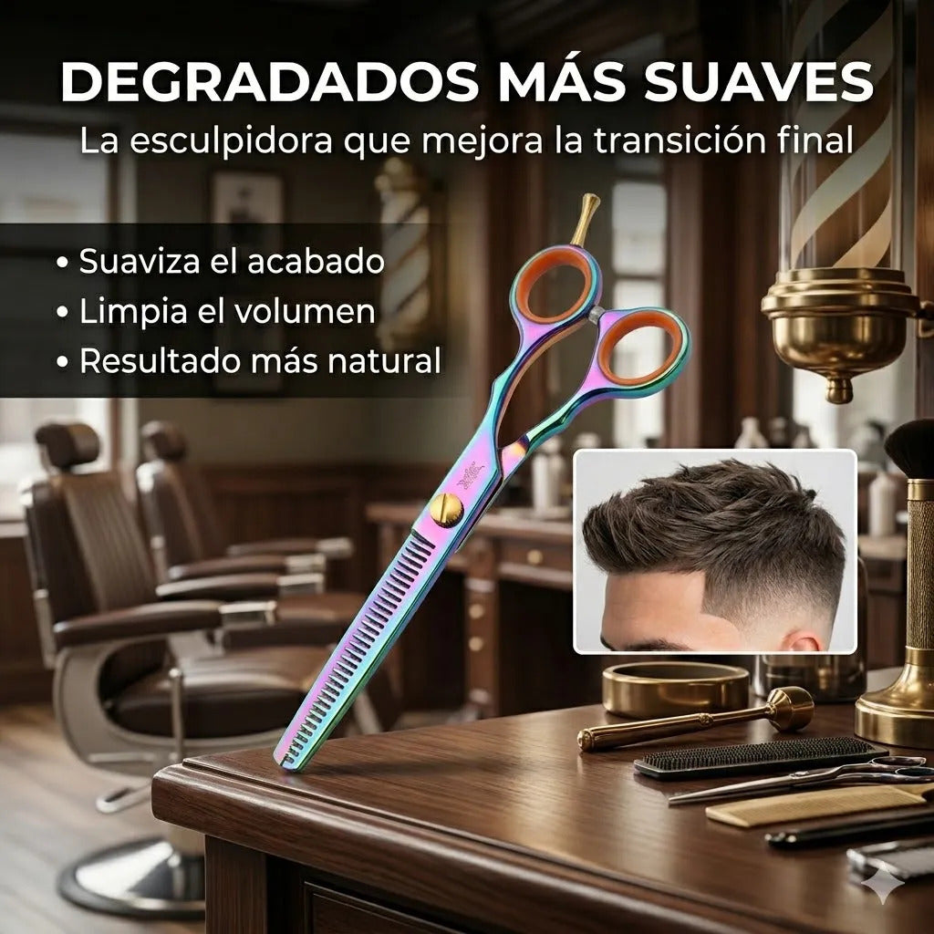 Tijera Esculpidora Tornasol Para Barbería Acabado Pro 6.0