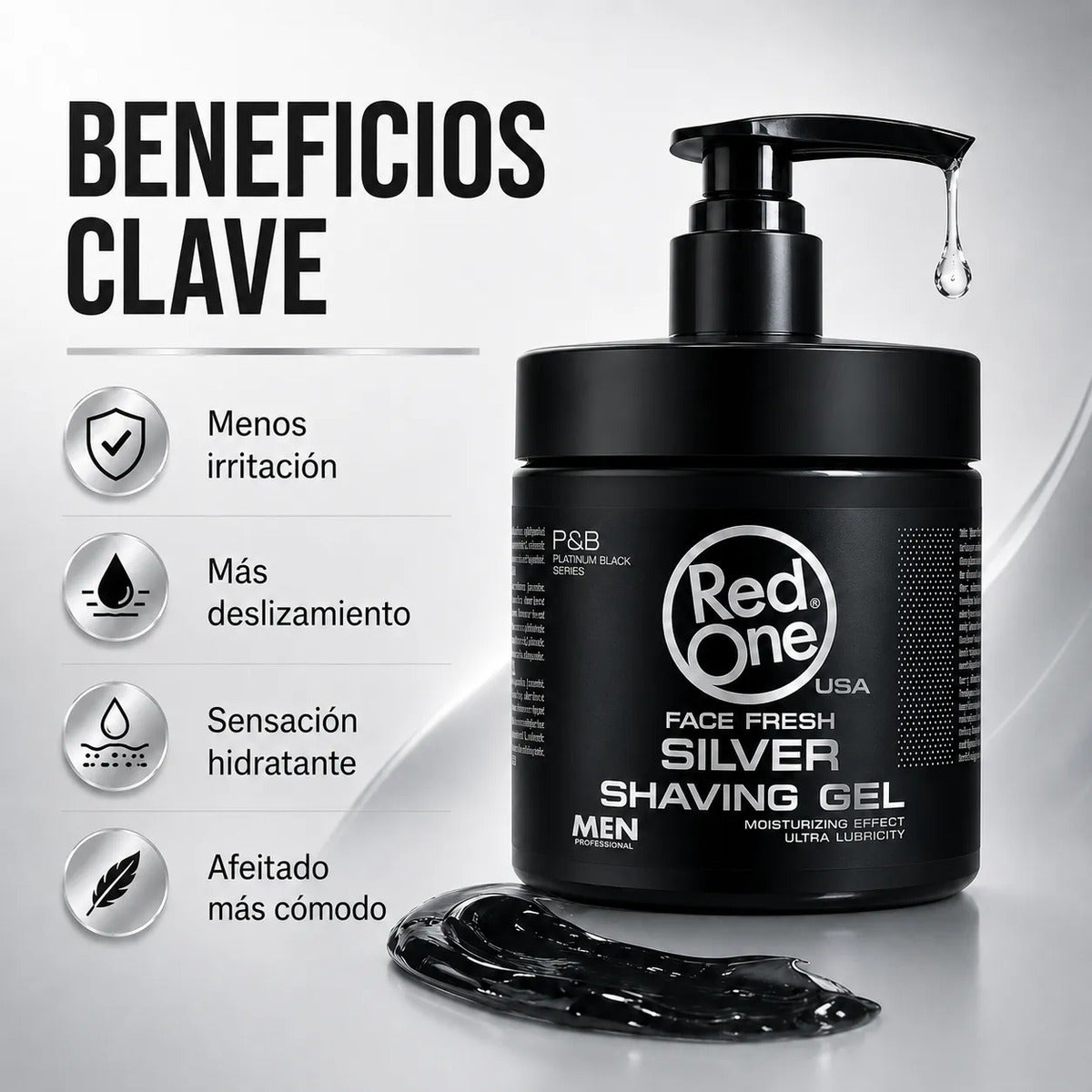 Gel Afeitar Red One Silver Hidratante  Piel Sensible 100ml