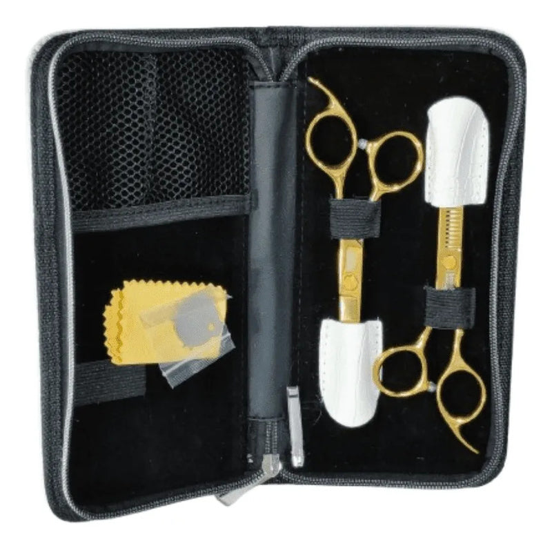 Set 2 Tijera Filo Navaja Peluquería Profesional Con Estuche