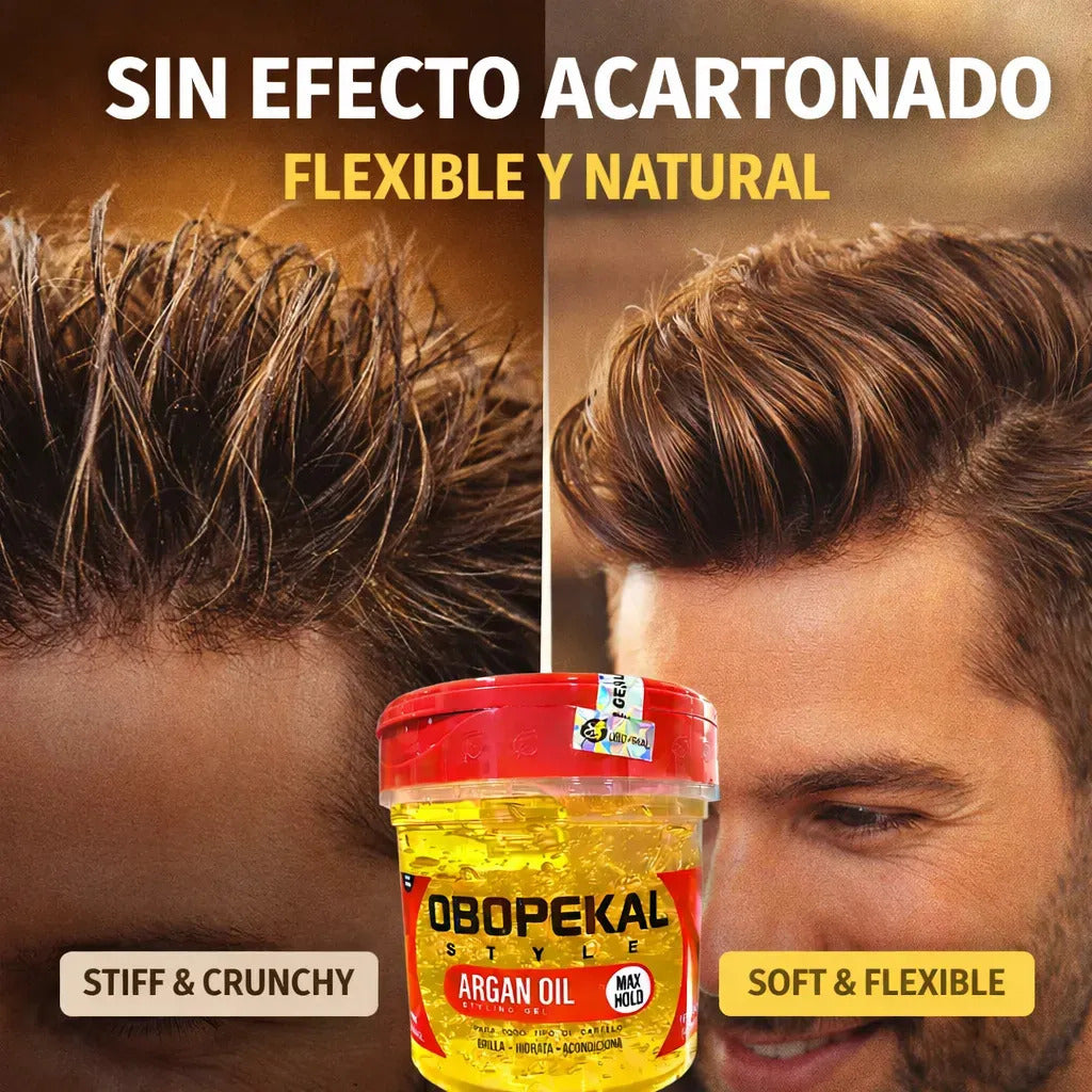 Gel Fijador De Cabello Efecto Brillo Con Aceite Argán Obopeckal
