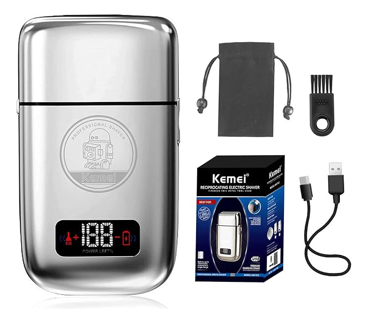 Kit de Barbería Profesional Kemei: Clipper 1986 + Trimmer i32S + Shaver TX1