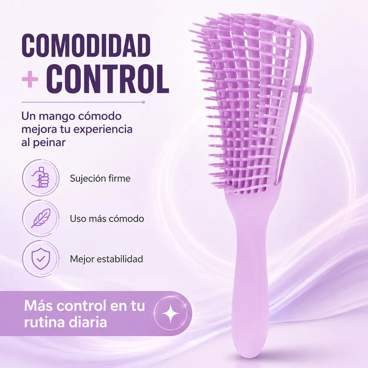 Cepillo Cabello Rizado Desenreda Fácil Cerdas Fucsia