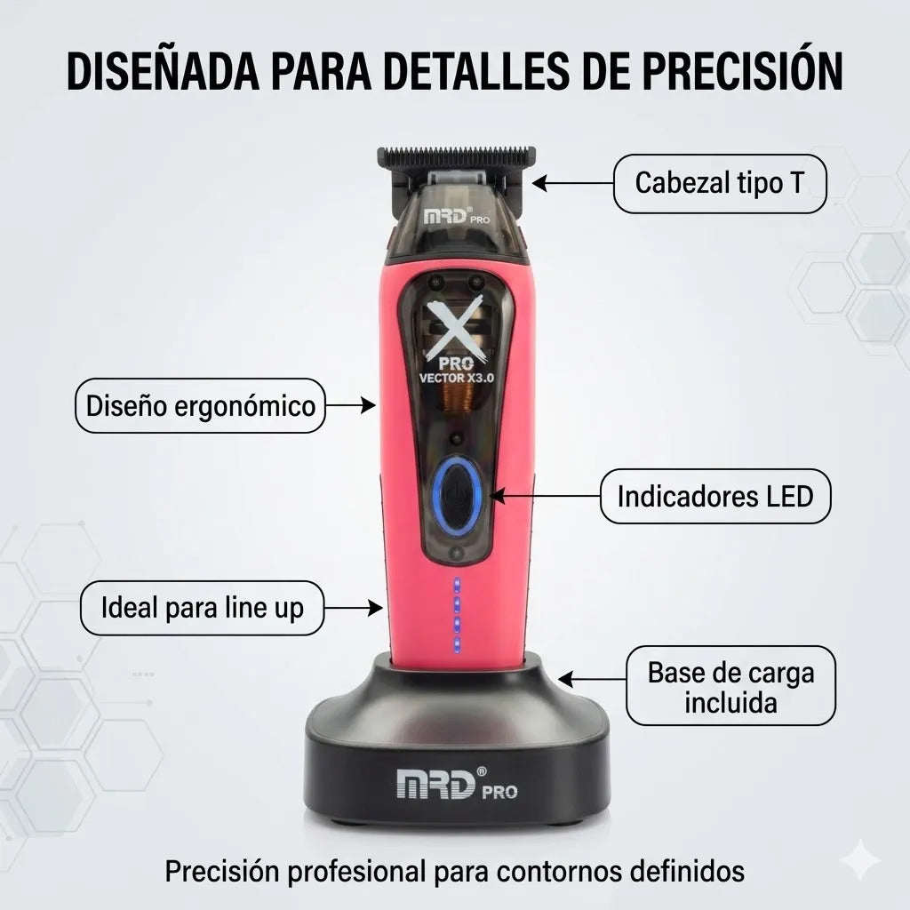 Maquina Cortar Pelo Trimmer Profesional Vector King 3.0 Rosa