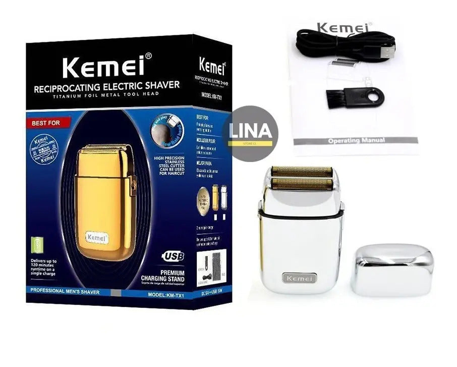 Afeitadora Profesional Kemei Metálica: Shaver Inalámbrica con Red Flotante 3D