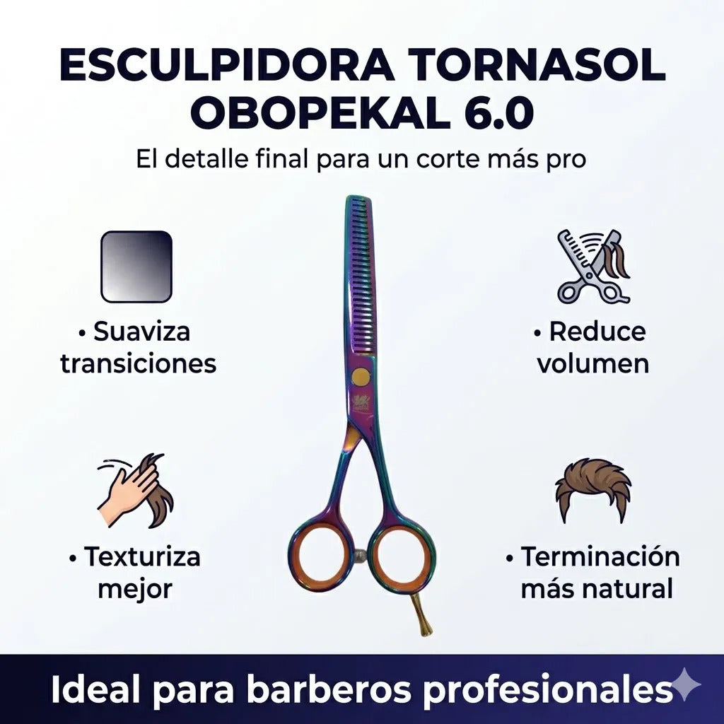 Tijera Esculpidora Tornasol Para Barbería Acabado Pro 6.0