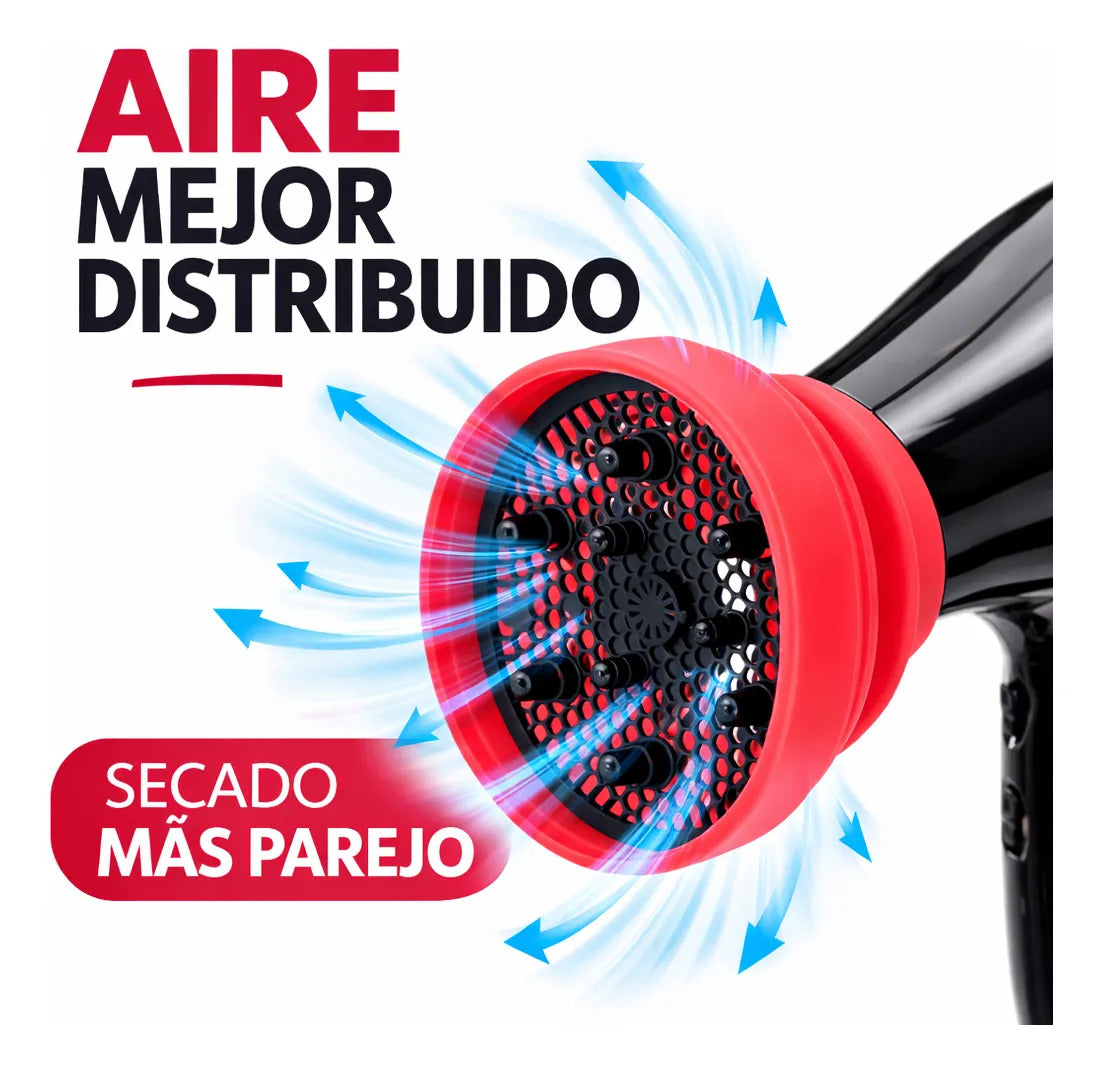 Difusor De Secador Silicona Plegable Universal Negro Fucsia