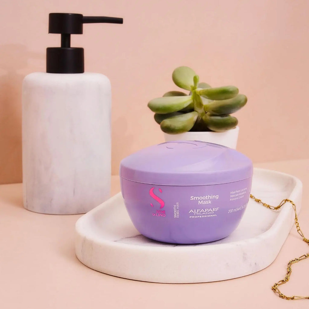 Pack Alfaparf Semi Di Lino Smooth Profesional - Shampoo, Acondicionador y Crema Disciplinante