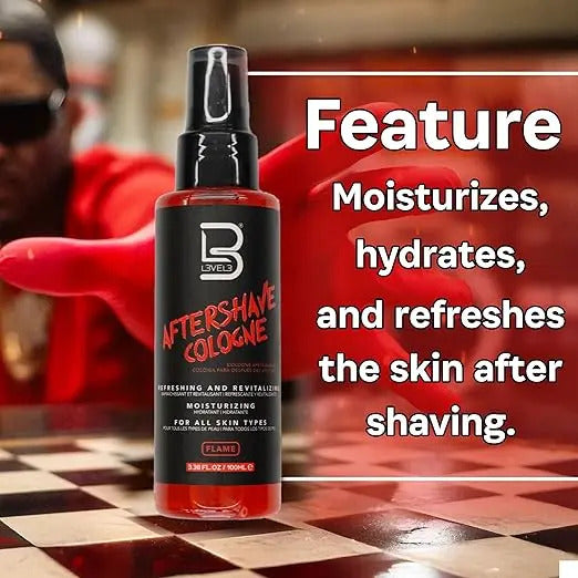 After Shave Colonia Level 3 Flame Roja - Loción Post Afeitado Profesional 400ml