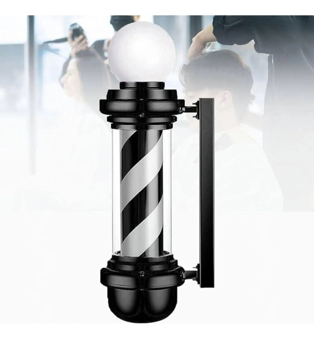 Poste de Barbería Profesional Giratorio 88cm - Luz LED Tricolor Clásica