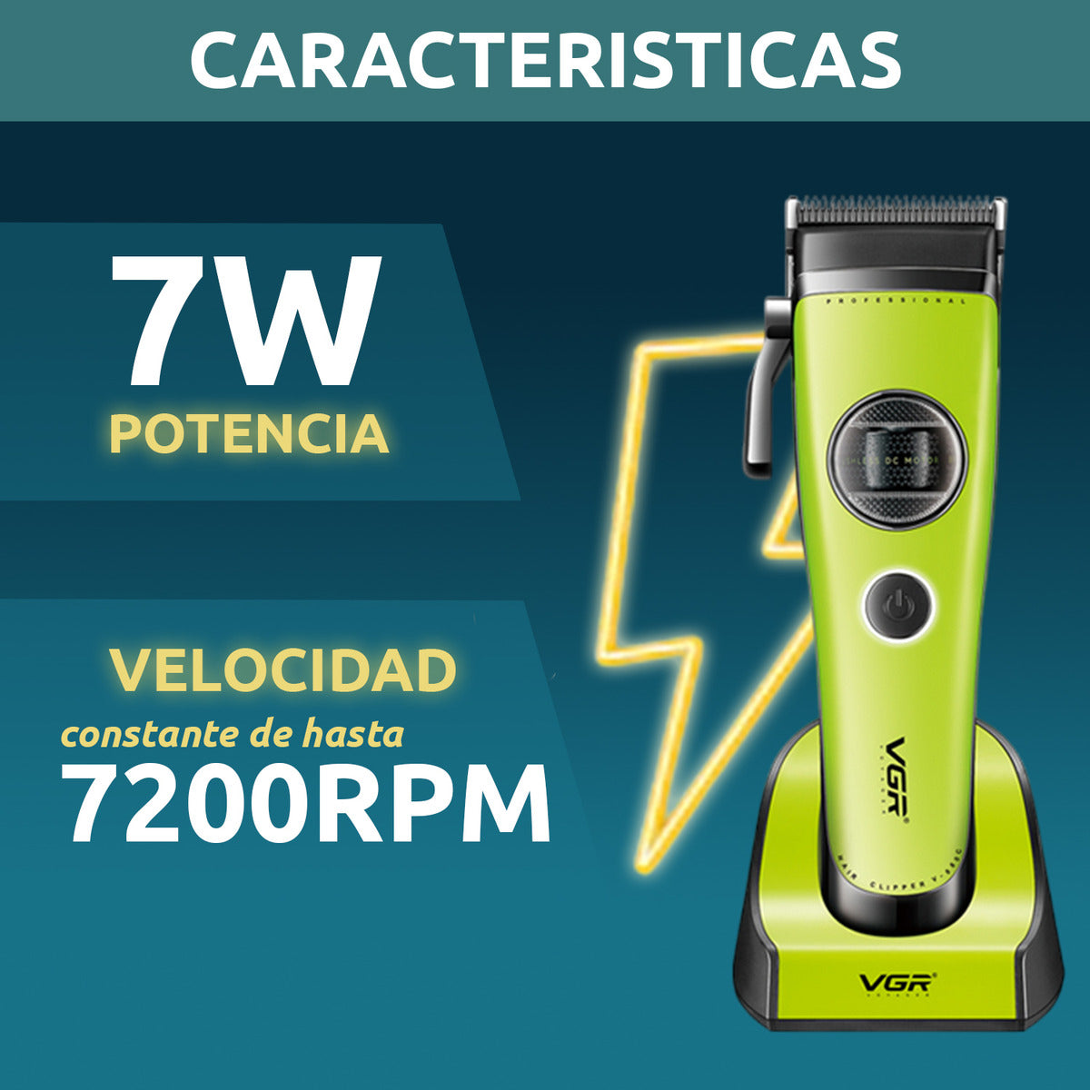Máquina VGR V-880C Clipper Profesional 7200 RPM Motor BLDC Cerámica