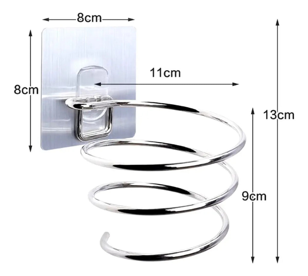 Soporte de Pared Metálico para Secador de Pelo Profesional - Diseño Espiral