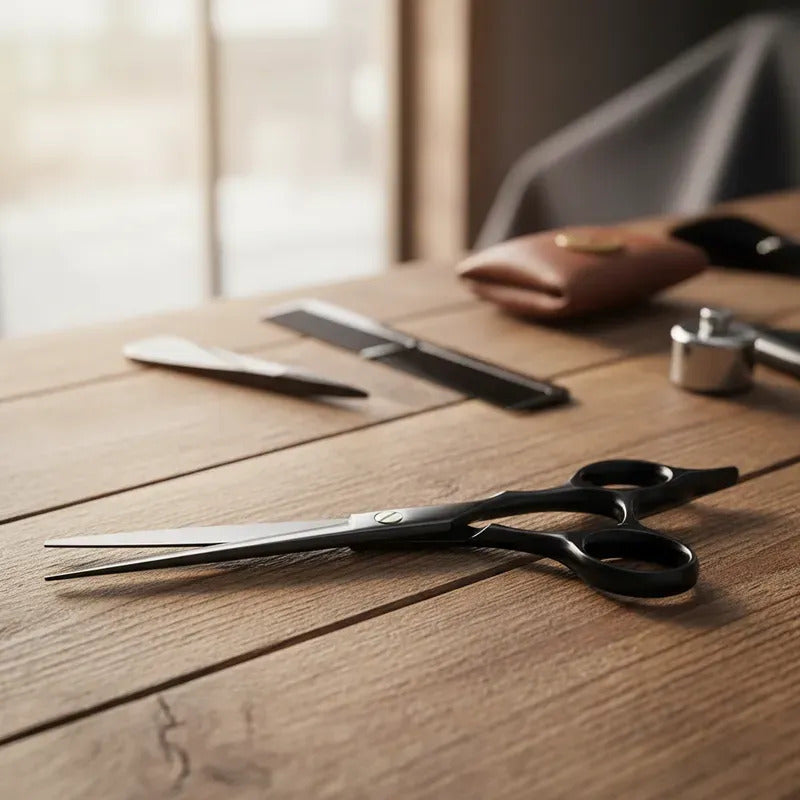 Kit Tijera Profesional Entresacadora + Filo Navaja Barberia