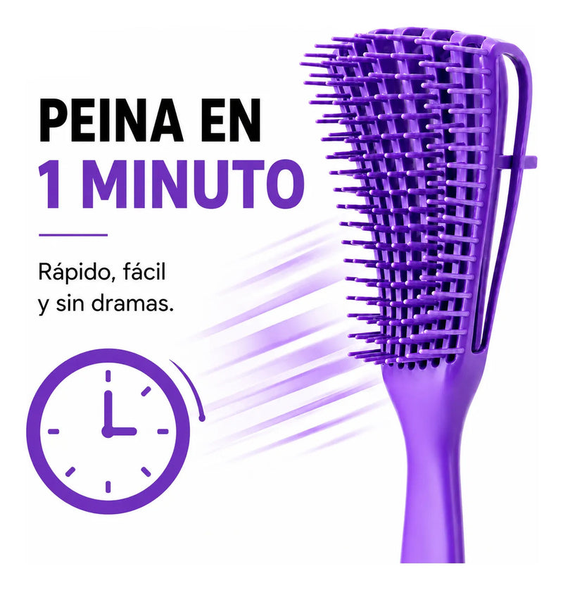 Cepillo  Cabello Rizado Desenreda Fácil Cerdas Violeta