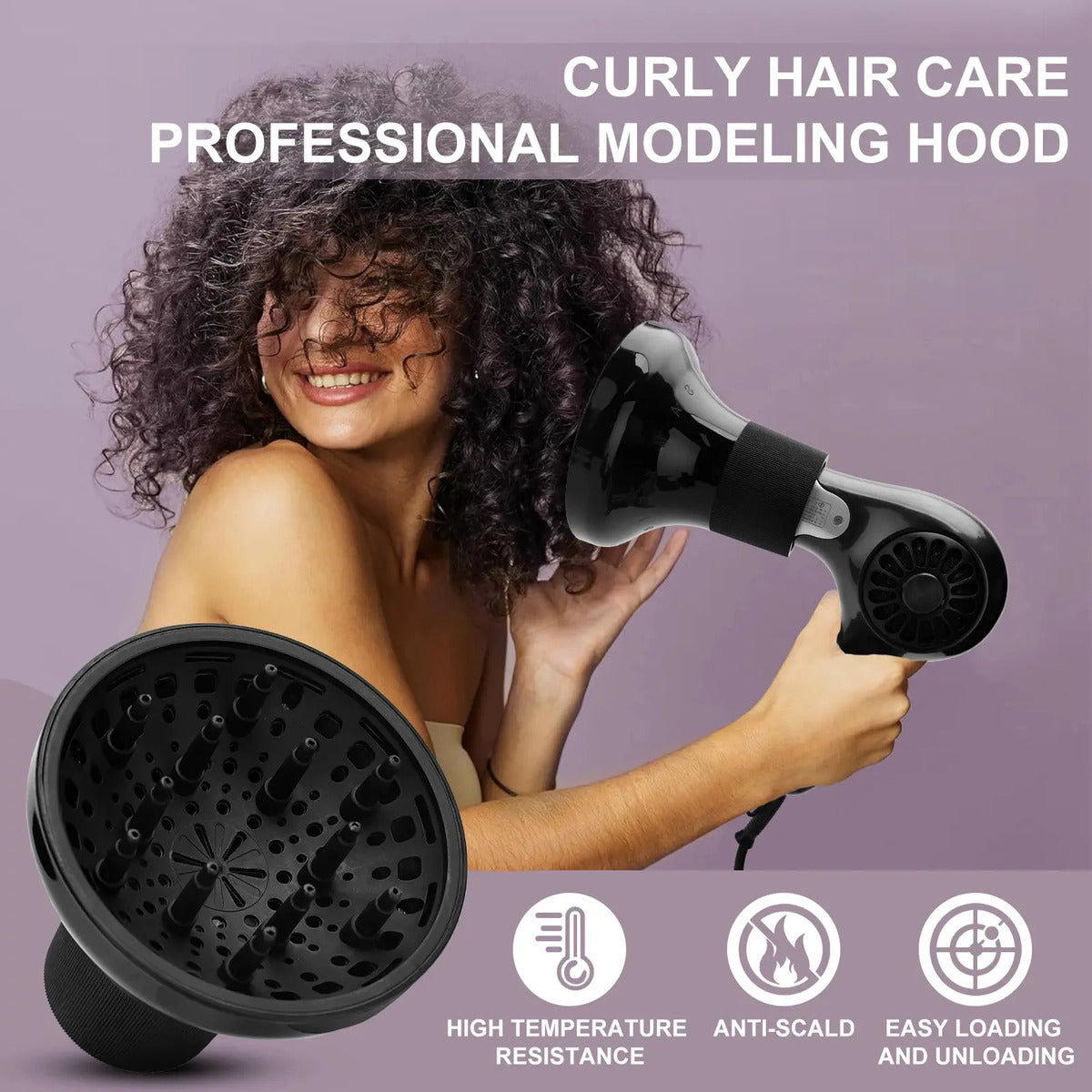 Difusor Universal Profesional para Secador de Pelo - Negro Anti-Frizz