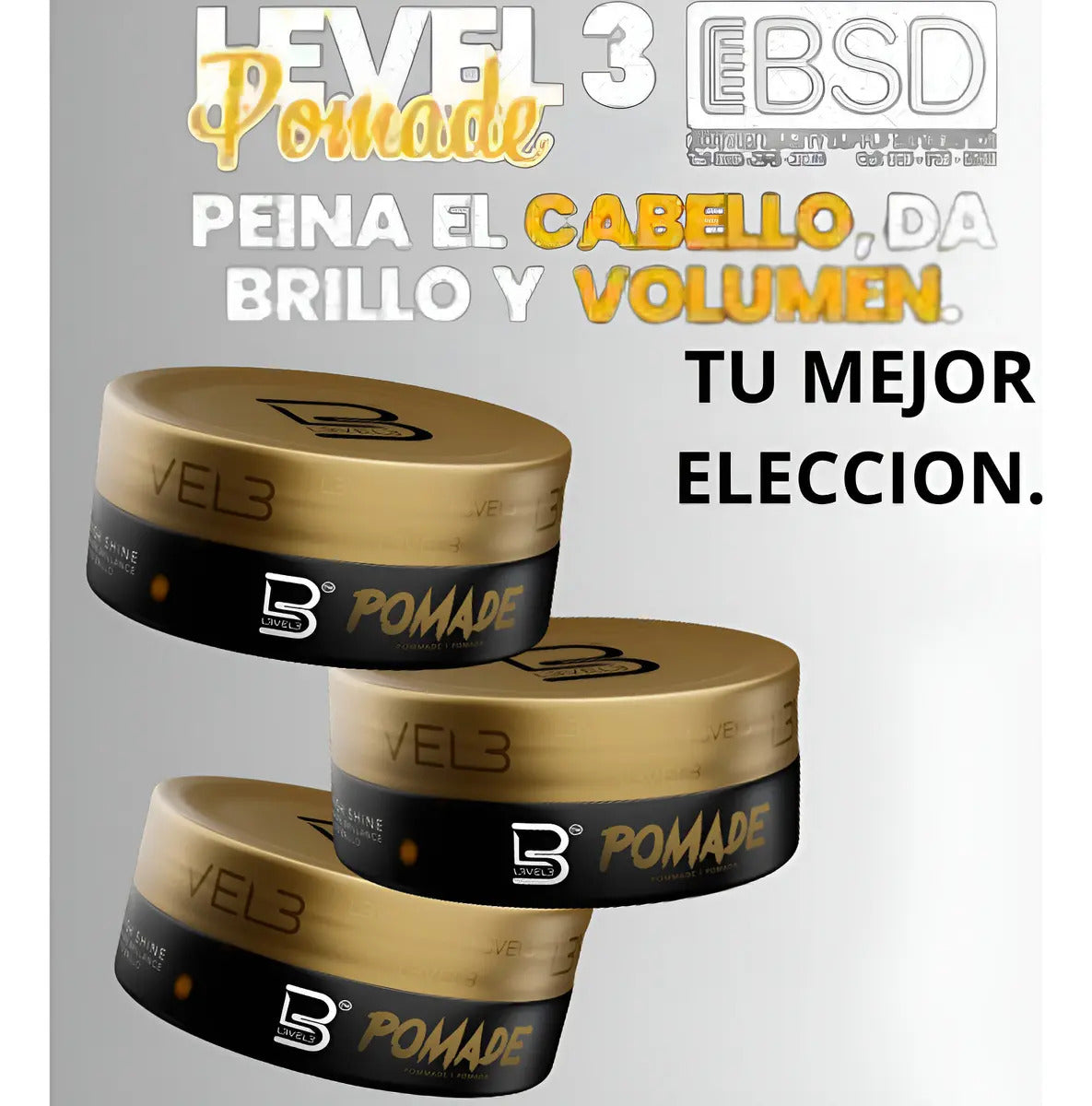 Cera Pomada Level 3 Dorada - Fijación Máxima y Brillo Profesional 150g