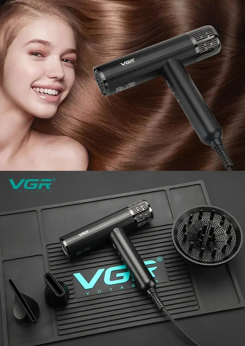 Secador de Pelo Profesional VGR V-427 Iónico Motor BLDC + Difusor y Boquillas