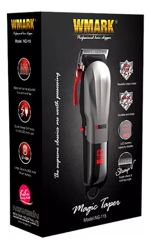 Máquina Profesional Wmark NG-115 | Cortapelo Recargable con Cuchilla 440C