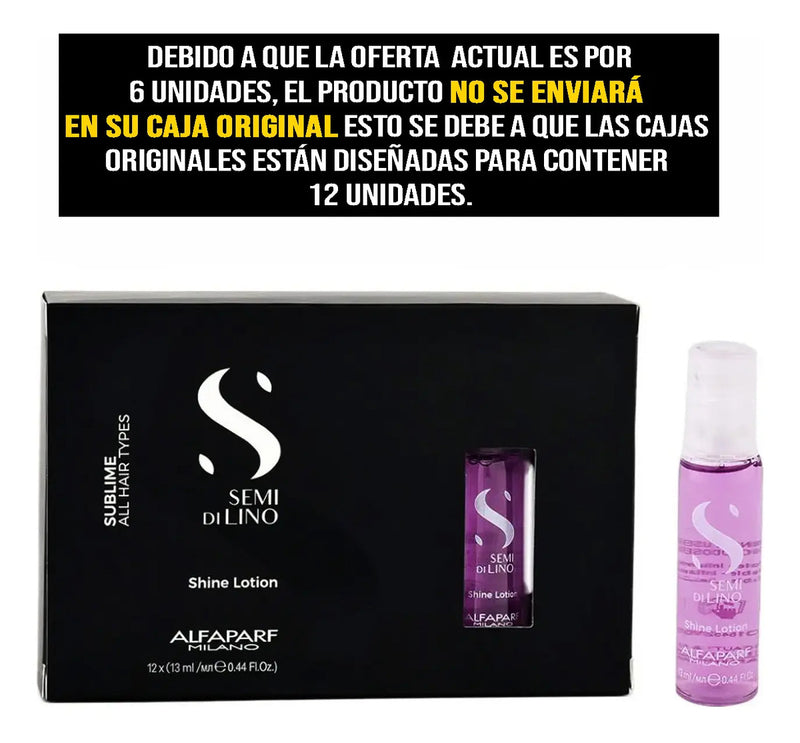 Pack 6 Ampollas Alfaparf Semi di Lino Shine Lotion - Brillo Espejo y Volumen