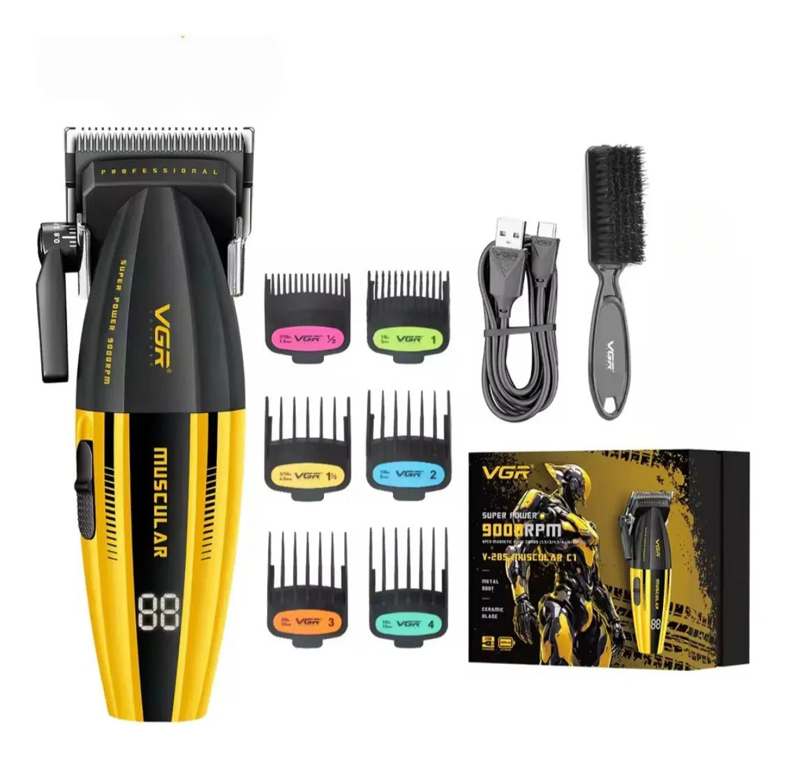 Máquina Cortar Pelo VGR V-285 Profesional 9000RPM Muscular Amarilla