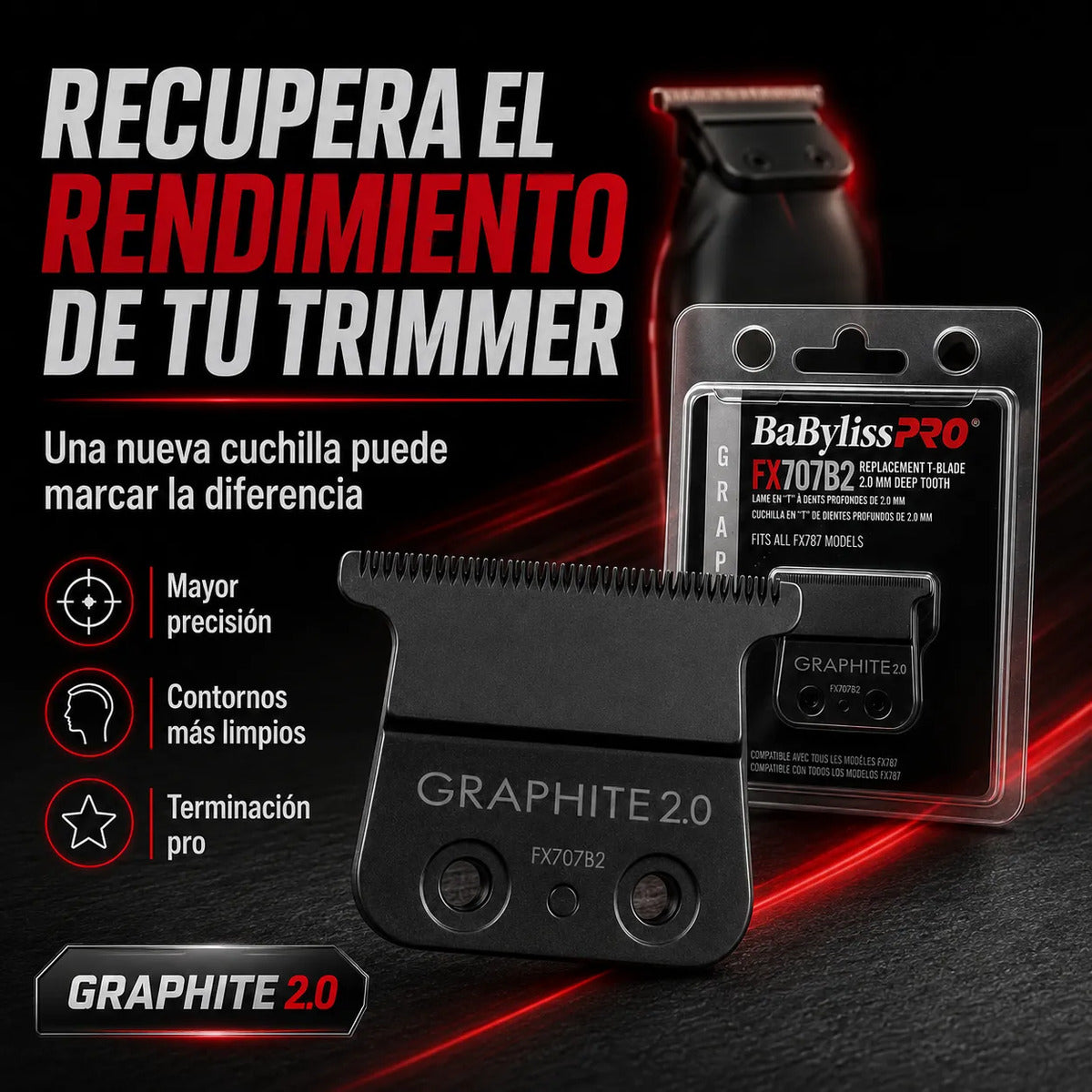 Cuchilla Babyliss Fx707b2 Para Líneas Precisas Graphite 2.0