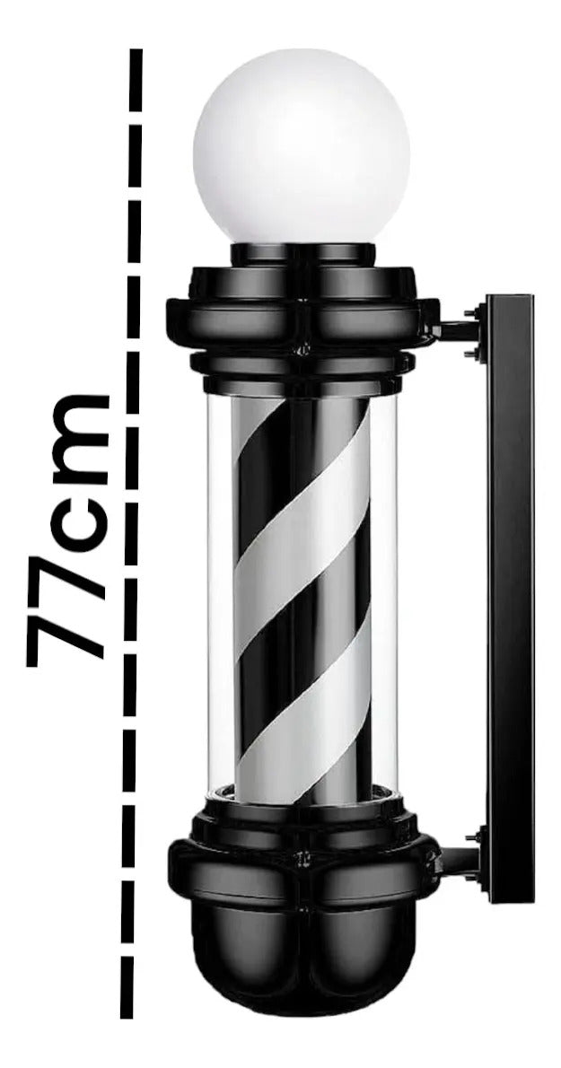 Poste de Barbería Profesional Giratorio 88cm - Luz LED Tricolor Clásica