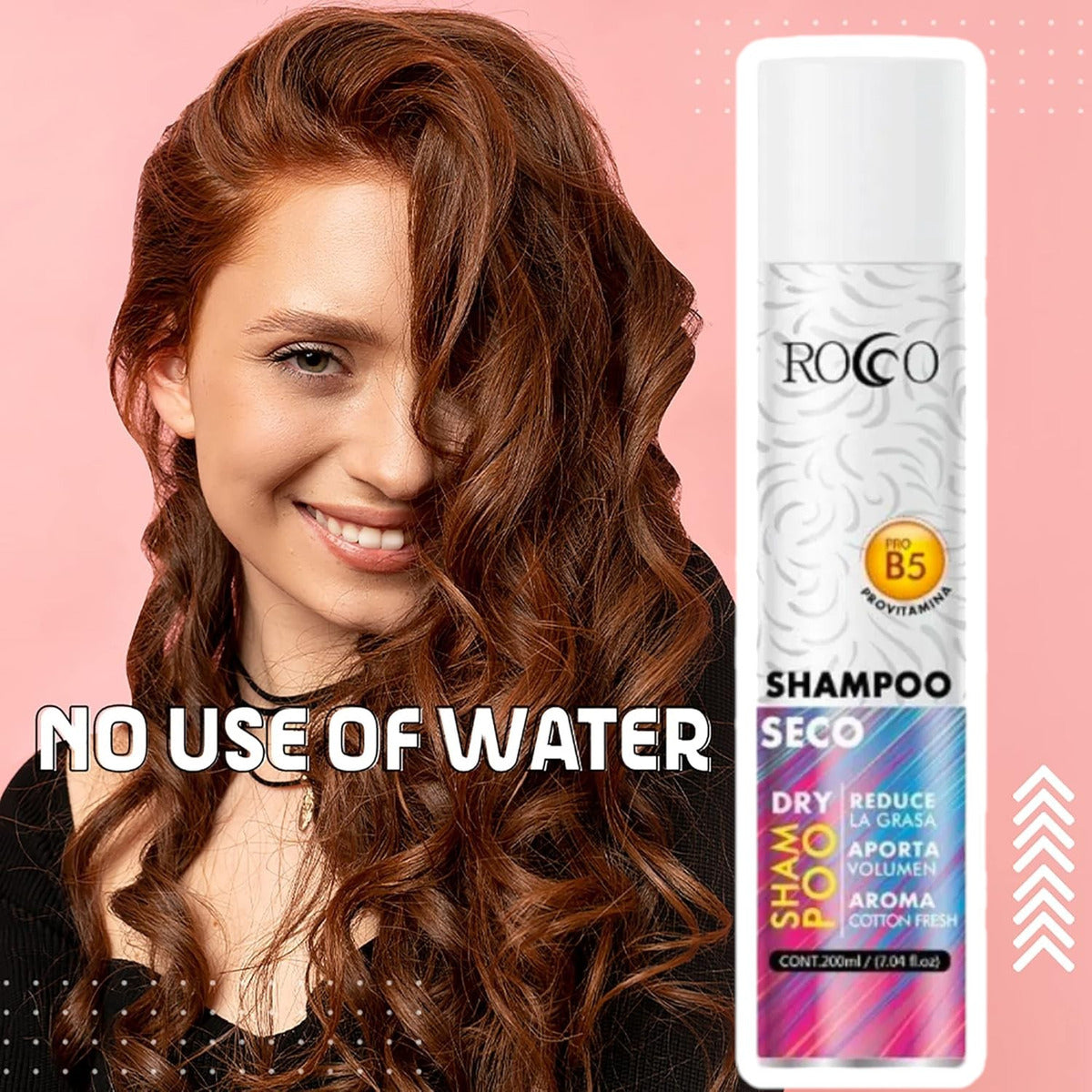 Shampoo en Seco Rocco 200ml con Pro-Vitamina B5 - Limpieza y Volumen Instantáneo