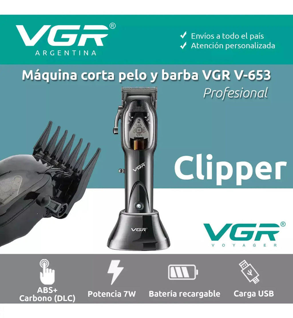 Máquina VGR V-653 Cortadora de Pelo Profesional Recargable 9000 RPM