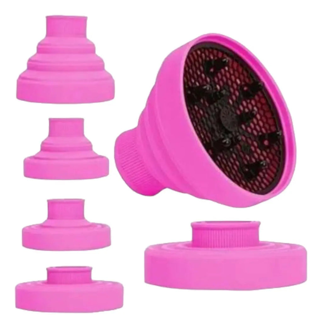 Difusor de Silicona Plegable Universal para Secador - Negro/Fucsia